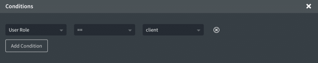 Conditional setting client content section